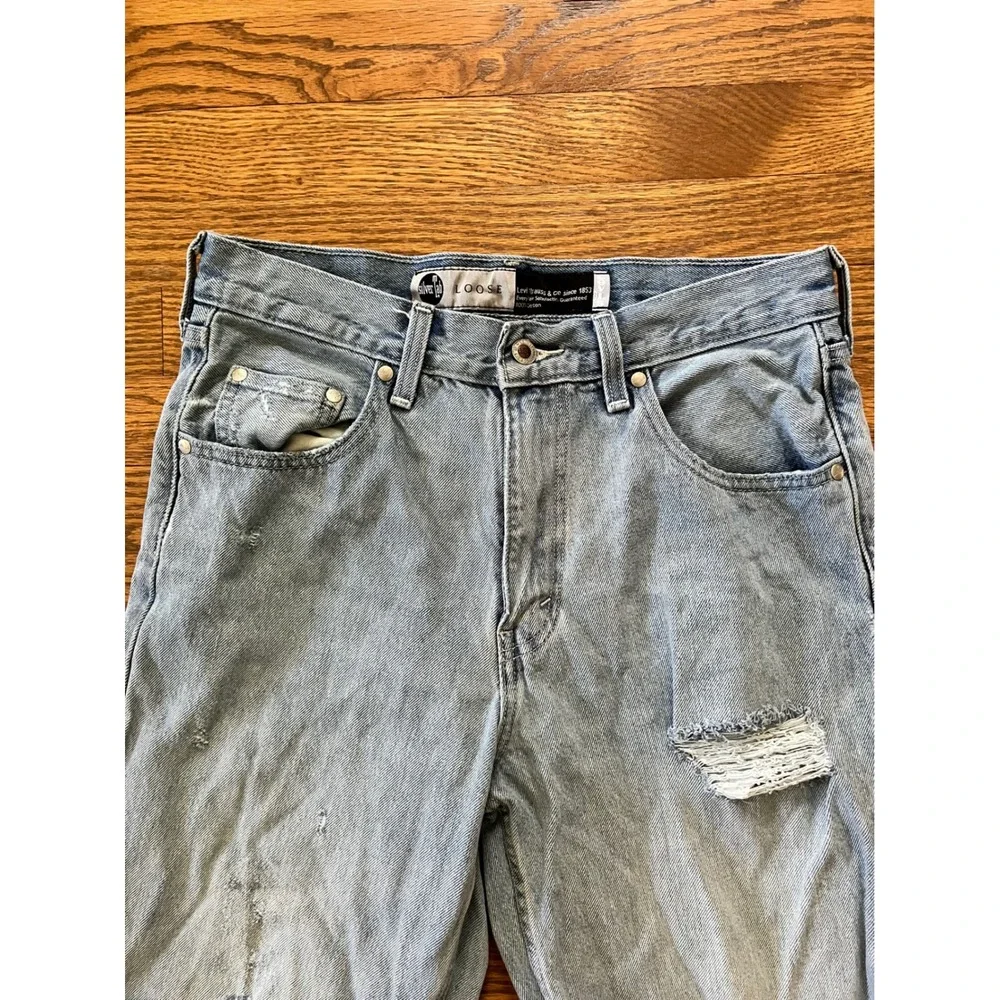 Levis SilverTab Loose Distressed Light Wash Jeans Mens W30 L30 Baggy Denim